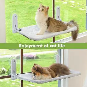 Strong Suction Cup Cat Window Hammock with Sturdy Iron Frame, Foldable Grey Indoor Cat Window Seat Bed, Hanging Rest Lounge for Pet Cats Strong Suction Cup Cat Window Hammock with Sturdy Iron Frame, Foldable Grey Indoor Cat Window Seat Bed, Hanging Rest Lounge for Pet Cats