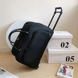 Rolling Duffel Bag with Wheels, Expandable CarryOn Luggage Trolley Bag with Telescoping Handle & Front Pocket, Lightweight Travel Rolling Suitcase for Business Trip Weekend Getaway, Black Rolling Duffel Bag with Wheels, Expandable CarryOn Luggage Trolley Bag with Telescoping Handle & Front Pocket, Lightweight Travel Rolling Suitcase for Business Trip Weekend Getaway, Black