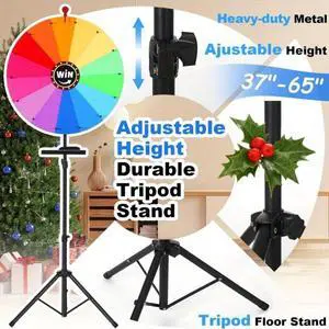 Height Adjustable 24 Inch Spinning Prize Wheel (37-65 Inch), Foldable Erasable Lucky Game Wheel with Stand, 14 Colors Tabletop Spinner for Carnival, Trade Show and Family Party Height Adjustable 24 Inch Spinning Prize Wheel (37-65 Inch), Foldable Erasable Lucky Game Wheel with Stand, 14 Colors Tabletop Spinner for Carnival, Trade Show and Family Party