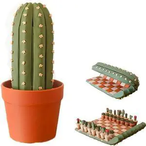 Creative Cactus Pot Chess Set, Foldable Portable Chess Board with Cactus Succulent Pieces, Decorative Desk Chess Game for Home, Office, Travel, Unique Gift for Chess Lovers Creative Cactus Pot Chess Set, Foldable Portable Chess Board with Cactus Succulent Pieces, Decorative Desk Chess Game for Home, Office, Travel, Unique Gift for Chess Lovers
