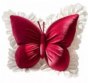 Rose red Butterfly Shaped Throw Pillow, Soft Plush Decorative Butterfly Cushion, Aesthetic Fluffy Accent Pillow, Ergonomic Comfort Cushion Rose red Butterfly Shaped Throw Pillow, Soft Plush Decorative Butterfly Cushion, Aesthetic Fluffy Accent Pillow, Ergonomic Comfort Cushion