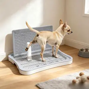 20.1×15.4 Inch Dog Pee Pad Holder with Splash Guard and Center Post, Leak-Proof Stable Training Tray, Easy Clean Plastic Indoor Potty Training Gear for Puppy & New Dog Owners 20.1×15.4 Inch Dog Pee Pad Holder with Splash Guard and Center Post, Leak-Proof Stable Training Tray, Easy Clean Plastic Indoor Potty Training Gear for Puppy & New Dog Owners