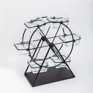 6 Compartments Rotating Serving Tray with 6 Wheels, Black Multifunctional Holiday Decor Tray, Decorative Table Ornament for Wedding, Party & Banquet 6 Compartments Rotating Serving Tray with 6 Wheels, Black Multifunctional Holiday Decor Tray, Decorative Table Ornament for Wedding, Party & Banquet