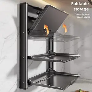 No-Drill Space-Saving Table Side Food Tray Rack, Multifunctional Food Preparation Holder with Cutting Board Design, Household Storage for Kitchen Living Room, Christmas Halloween Party Decor Supply No-Drill Space-Saving Table Side Food Tray Rack, Multifunctional Food Preparation Holder with Cutting Board Design, Household Storage for Kitchen Living Room, Christmas Halloween Party Decor Supply