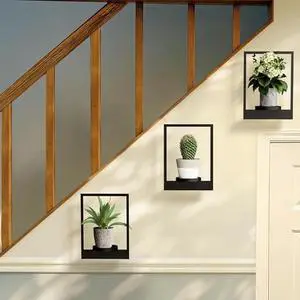 3Pack WallMounted PictureFrame Plant Holder, Metal Wall Planter Shelf, Decorative Wall Flower Pot Rack for Indoor Houseplants 3Pack WallMounted PictureFrame Plant Holder, Metal Wall Planter Shelf, Decorative Wall Flower Pot Rack for Indoor Houseplants