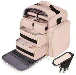 Large Capacity Travel Makeup Bag, MultiLayer Cosmetic Organizer Case, Portable Waterproof Toiletry Bag with Multiple Compartments for Women Large Capacity Travel Makeup Bag, MultiLayer Cosmetic Organizer Case, Portable Waterproof Toiletry Bag with Multiple Compartments for Women