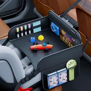 Portable Car Seat Activity Tray, Waterproof Kids Travel Lap Desk with Tablet Holder, Car Backseat Organizer for Children Playing & Drawing Portable Car Seat Activity Tray, Waterproof Kids Travel Lap Desk with Tablet Holder, Car Backseat Organizer for Children Playing & Drawing