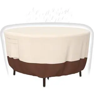 TwoTone Round Outdoor Table Cover, AllWeather Windproof Dustproof Backyard Garden Round Dining Table Furniture Protective Cover TwoTone Round Outdoor Table Cover, AllWeather Windproof Dustproof Backyard Garden Round Dining Table Furniture Protective Cover