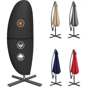 Offset Patio Umbrella Cover, HeavyDuty Black Oxford Fabric Waterproof UVResistant Outdoor Cantilever Banana Umbrella Protector Offset Patio Umbrella Cover, HeavyDuty Black Oxford Fabric Waterproof UVResistant Outdoor Cantilever Banana Umbrella Protector