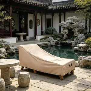 Outdoor Chaise Lounge Cover, HeavyDuty Khaki Oxford Fabric Waterproof UVResistant Patio Lounge Chair Protector with Side Handle Outdoor Chaise Lounge Cover, HeavyDuty Khaki Oxford Fabric Waterproof UVResistant Patio Lounge Chair Protector with Side Handle