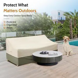 Waterproof Outdoor Loveseat Sofa Cover, HeavyDuty Oxford Patio Furniture Cover, AllWeather AntiUV Dust Protector with Drawstring Closure & Side Storage Pocket Waterproof Outdoor Loveseat Sofa Cover, HeavyDuty Oxford Patio Furniture Cover, AllWeather AntiUV Dust Protector with Drawstring Closure & Side Storage Pocket