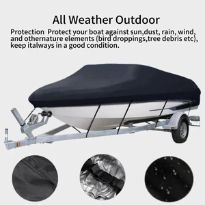 Black Trailerable Boat Cover, AllWeather Windproof Dustproof Outdoor Speedboat Yacht Protective Cover Black Trailerable Boat Cover, AllWeather Windproof Dustproof Outdoor Speedboat Yacht Protective Cover