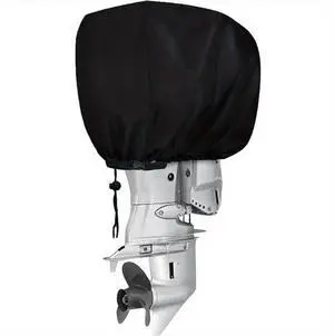 Outboard Motor Cover, HeavyDuty Black Oxford Fabric Waterproof UVResistant Boat Engine Protector with Drawstring and Buckle Strap Outboard Motor Cover, HeavyDuty Black Oxford Fabric Waterproof UVResistant Boat Engine Protector with Drawstring and Buckle Strap