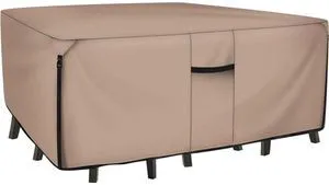Khaki Rectangular Patio Table Cover, Waterproof UVResistant Oxford Cloth Protector for Outdoor Dining Table Furniture Set Khaki Rectangular Patio Table Cover, Waterproof UVResistant Oxford Cloth Protector for Outdoor Dining Table Furniture Set