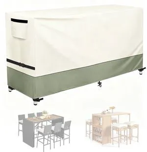 Beige & Sage Green TwoTone Patio Bar Table Cover, Waterproof UVResistant Oxford Cloth Protector for Outdoor Rectangular Bar Height Table Set Beige & Sage Green TwoTone Patio Bar Table Cover, Waterproof UVResistant Oxford Cloth Protector for Outdoor Rectangular Bar Height Table Set