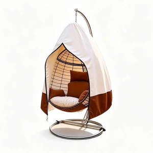 Beige Brown Hanging Egg Chair Cover, Waterproof UVResistant Oxford Cloth Protector for Outdoor Wicker Swing Egg Basket Chair with Stand Beige Brown Hanging Egg Chair Cover, Waterproof UVResistant Oxford Cloth Protector for Outdoor Wicker Swing Egg Basket Chair with Stand
