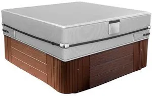 AllWeather Square Hot Tub Spa Cover, Silver Reflective Aluminum Composite Fabric Outdoor Jacuzzi Protector with Carry Handles AllWeather Square Hot Tub Spa Cover, Silver Reflective Aluminum Composite Fabric Outdoor Jacuzzi Protector with Carry Handles