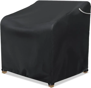 Black Outdoor Single Chair Cover, HeavyDuty Waterproof Oxford Fabric Patio Armchair Protector with Reflective Strip and Buckle Straps Black Outdoor Single Chair Cover, HeavyDuty Waterproof Oxford Fabric Patio Armchair Protector with Reflective Strip and Buckle Straps