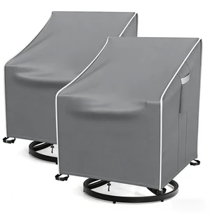 2 Pack Grey Outdoor Swivel Chair Cover, HeavyDuty Oxford Fabric Patio Rotating Armchair Protector with White Edge Trim 2 Pack Grey Outdoor Swivel Chair Cover, HeavyDuty Oxford Fabric Patio Rotating Armchair Protector with White Edge Trim