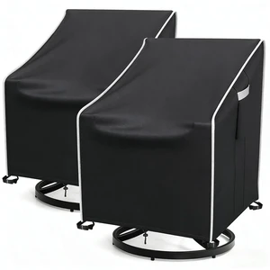 2 Pack Black Outdoor Swivel Chair Cover, HeavyDuty Oxford Fabric Patio Rotating Armchair Protector with White Edge Trim 2 Pack Black Outdoor Swivel Chair Cover, HeavyDuty Oxford Fabric Patio Rotating Armchair Protector with White Edge Trim