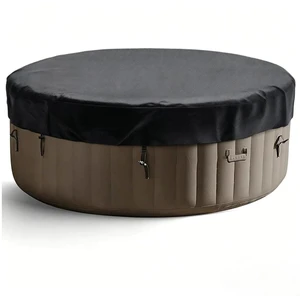Black Round Hot Tub Cover, HeavyDuty Oxford Fabric Outdoor Inflatable Round SPA Jacuzzi Protector with Adjustable Buckle Straps Black Round Hot Tub Cover, HeavyDuty Oxford Fabric Outdoor Inflatable Round SPA Jacuzzi Protector with Adjustable Buckle Straps