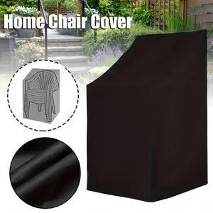 Black Stackable Chair Cover, HeavyDuty Oxford Fabric Outdoor Stacked Patio Chair Protector with Drawstring Black Stackable Chair Cover, HeavyDuty Oxford Fabric Outdoor Stacked Patio Chair Protector with Drawstring
