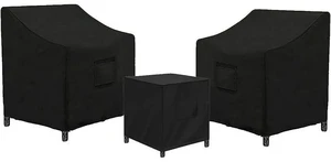 Durable Black 3Piece Patio Bistro Set Cover, TearResistant Oxford Cloth for 2 Seats and Square Side Table Durable Black 3Piece Patio Bistro Set Cover, TearResistant Oxford Cloth for 2 Seats and Square Side Table