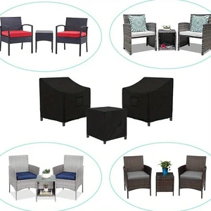 Black 3Piece Patio Furniture Cover Set, HeavyDuty Oxford Fabric Outdoor 2 Chairs Plus 1 Side Table Waterproof UVResistant Protector Black 3Piece Patio Furniture Cover Set, HeavyDuty Oxford Fabric Outdoor 2 Chairs Plus 1 Side Table Waterproof UVResistant Protector