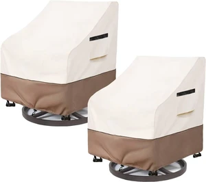 Beige Brown 2Pack Outdoor Swivel Chair Covers, HeavyDuty Oxford Fabric Patio Rotating Chair Protector with Storage Pocket Beige Brown 2Pack Outdoor Swivel Chair Covers, HeavyDuty Oxford Fabric Patio Rotating Chair Protector with Storage Pocket
