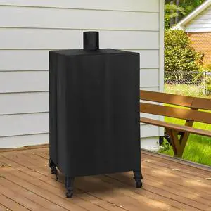 Black Vertical Smoker Cover, HeavyDuty Oxford Fabric Outdoor Smoker Grill Protector with Chimney Cutout Black Vertical Smoker Cover, HeavyDuty Oxford Fabric Outdoor Smoker Grill Protector with Chimney Cutout