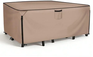 Khaki Rectangle Patio Furniture Set Cover, HeavyDuty Oxford Fabric Waterproof UVResistant Outdoor Rectangular Sofa Table Chair Protector with Storage Pocket Khaki Rectangle Patio Furniture Set Cover, HeavyDuty Oxford Fabric Waterproof UVResistant Outdoor Rectangular Sofa Table Chair Protector with Storage Pocket