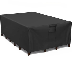Black Rectangle Patio Furniture Set Cover, HeavyDuty Oxford Fabric Waterproof UVResistant Outdoor Rectangular Sofa Table Chair Protector with Storage Pocket Black Rectangle Patio Furniture Set Cover, HeavyDuty Oxford Fabric Waterproof UVResistant Outdoor Rectangular Sofa Table Chair Protector with Storage Pocket