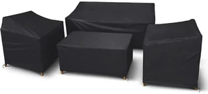 Black Patio Furniture Cover 4Piece Set, HeavyDuty Oxford Fabric Waterproof UVResistant Outdoor Sofa Chair Ottoman Protector Set Black Patio Furniture Cover 4Piece Set, HeavyDuty Oxford Fabric Waterproof UVResistant Outdoor Sofa Chair Ottoman Protector Set