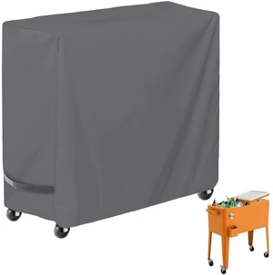 Grey Outdoor Cooler Cart Cover, HeavyDuty Oxford Fabric Waterproof UVResistant Patio Rolling Ice Cooler Protector with Fastening Straps Grey Outdoor Cooler Cart Cover, HeavyDuty Oxford Fabric Waterproof UVResistant Patio Rolling Ice Cooler Protector with Fastening Straps