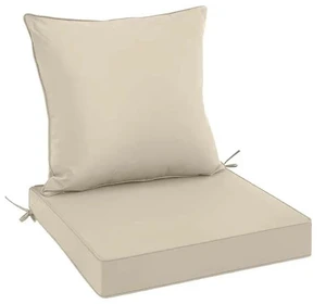 Thick Outdoor Patio Chair Cushion Set, Square Seat Cushion and Back Pillow with Fastening Ties for Lawn Furniture Thick Outdoor Patio Chair Cushion Set, Square Seat Cushion and Back Pillow with Fastening Ties for Lawn Furniture