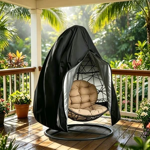 Hanging Egg Chair Cover with Zipper, 75" x 45", Black, Waterproof Weather Resistant Windproof Outdoor Wicker Swing Chair Protector Hanging Egg Chair Cover with Zipper, 75" x 45", Black, Waterproof Weather Resistant Windproof Outdoor Wicker Swing Chair Protector