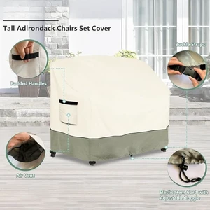 Heavy-Duty Adirondack 2-Chair Set Cover, Windproof UV Resistant Outdoor Patio Furniture Cover with Air Vent, Secure Buckle Straps & Adjustable Toggle Drawstring, Padded Carry Handles for Backyard Lawn Heavy-Duty Adirondack 2-Chair Set Cover, Windproof UV Resistant Outdoor Patio Furniture Cover with Air Vent, Secure Buckle Straps & Adjustable Toggle Drawstring, Padded Carry Handles for Backyard Lawn