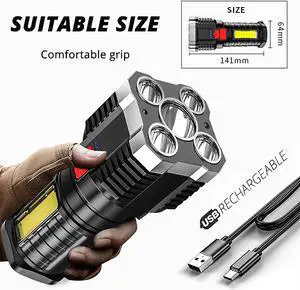 Super Bright LED Torch Flashlight+USB Rechargeable Tactical Camping Outdoor Lamp