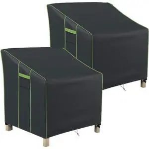 Black 2-Piece Chair Cover Set, All Weather Waterproof Outdoor Patio Chair Protector Black 2-Piece Chair Cover Set, All Weather Waterproof Outdoor Patio Chair Protector