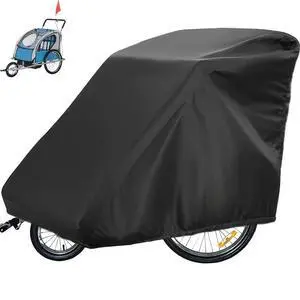 Black Bike Trailer Cover, All Weather Waterproof Outdoor Bicycle Trailer Protector Black Bike Trailer Cover, All Weather Waterproof Outdoor Bicycle Trailer Protector