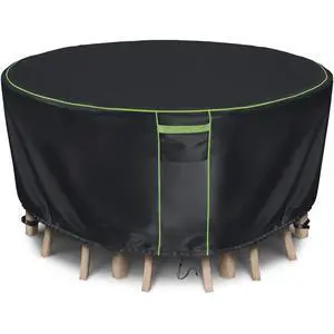 Black Round Table Cover, All Weather Waterproof Outdoor Patio Table Protector Black Round Table Cover, All Weather Waterproof Outdoor Patio Table Protector