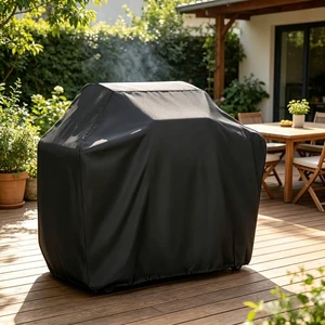 Waterproof BBQ Grill Cover, All Weather Outdoor Barbecue Grill Protector, UV Dust Wind Resistant Oxford Fabric Heavy Duty Grill Cover with Adjustable Drawstring & Buckle Straps, Black Waterproof BBQ Grill Cover, All Weather Outdoor Barbecue Grill Protector, UV Dust Wind Resistant Oxford Fabric Heavy Duty Grill Cover with Adjustable Drawstring & Buckle Straps, Black