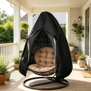 AKEfit Outdoor Hanging Egg Chair Cover with Zipper, Waterproof All Weather Patio Swing Chair Protector, 90.55" x78.74" Black Oxford Fabric Dust UV Snow Wind Resistant Furniture Cover AKEfit Outdoor Hanging Egg Chair Cover with Zipper, Waterproof All Weather Patio Swing Chair Protector, 90.55" x78.74" Black Oxford Fabric Dust UV Snow Wind Resistant Furniture Cover