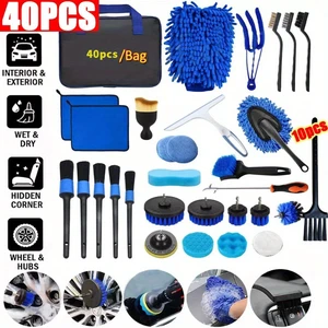 40Pcs Car Detailing Kit, Car Cleaning Tools Set, Interior & Exterior Auto Wash Supplies with Detailing Brushes, Drill Brush Attachments, Microfiber Towels, Wash Mitt, Storage Bag for Car, Motorcycle, 40Pcs Car Detailing Kit, Car Cleaning Tools Set, Interior & Exterior Auto Wash Supplies with Detailing Brushes, Drill Brush Attachments, Microfiber Towels, Wash Mitt, Storage Bag for Car, Motorcycle,