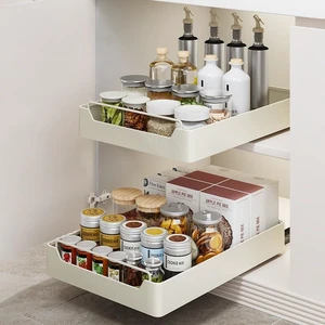 AKEfit Slide Out Cabinet Storage Organizer, Wall Mount Pull Out Drawer, Heavy-Duty Under Sink Pullout Shelf for Kitchen Spice, Pantry Food Containers AKEfit Slide Out Cabinet Storage Organizer, Wall Mount Pull Out Drawer, Heavy-Duty Under Sink Pullout Shelf for Kitchen Spice, Pantry Food Containers