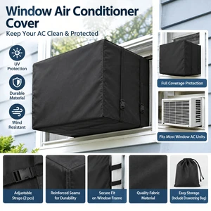 Window Air Conditioner Cover Outdoor, Waterproof UV Protection Window AC Unit Cover, Heavy Duty Oxford Fabric Window Air Conditioner Protector with Adjustable Buckle Straps Window Air Conditioner Cover Outdoor, Waterproof UV Protection Window AC Unit Cover, Heavy Duty Oxford Fabric Window Air Conditioner Protector with Adjustable Buckle Straps