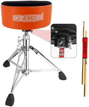 5 Core Drum Throne 5" Thick Padded Guitar Stool Swivel Adjustable Heavy Duty Music Chair Seat w Luxurious Velvet Top for Adults & Kids with Anti Slip Rubber Feet Orange - DS CH ORG VEL HD 5 Core Drum Throne 5" Thick Padded Guitar Stool Swivel Adjustable Heavy Duty Music Chair Seat w Luxurious Velvet Top for Adults & Kids with Anti Slip Rubber Feet Orange - DS CH ORG VEL HD