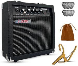 5 Core Guitar Amp 20 Watt Electric Amplifier w Built in 6.5" Speaker Aux Headphone Jack Portable Mini fender Practice Amps w Gain Bass Treble Volume and Middle Black and White - GA 20 BLK NW