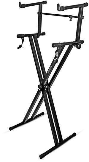 5 Core 2 Tier Keyboard Stand Double X Style Adjustable Electric Piano Riser Holder