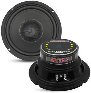 5 Core 6.5 Inch Woofer 100W Car Audio Subwoofer 4 Ohm Impedance Replacement Deep Bass Sub w 20 Oz Y30 Magnet Poly Cone Rubber Surround for Vehicle Sound System - WF 6.5 100 PP 4OHM